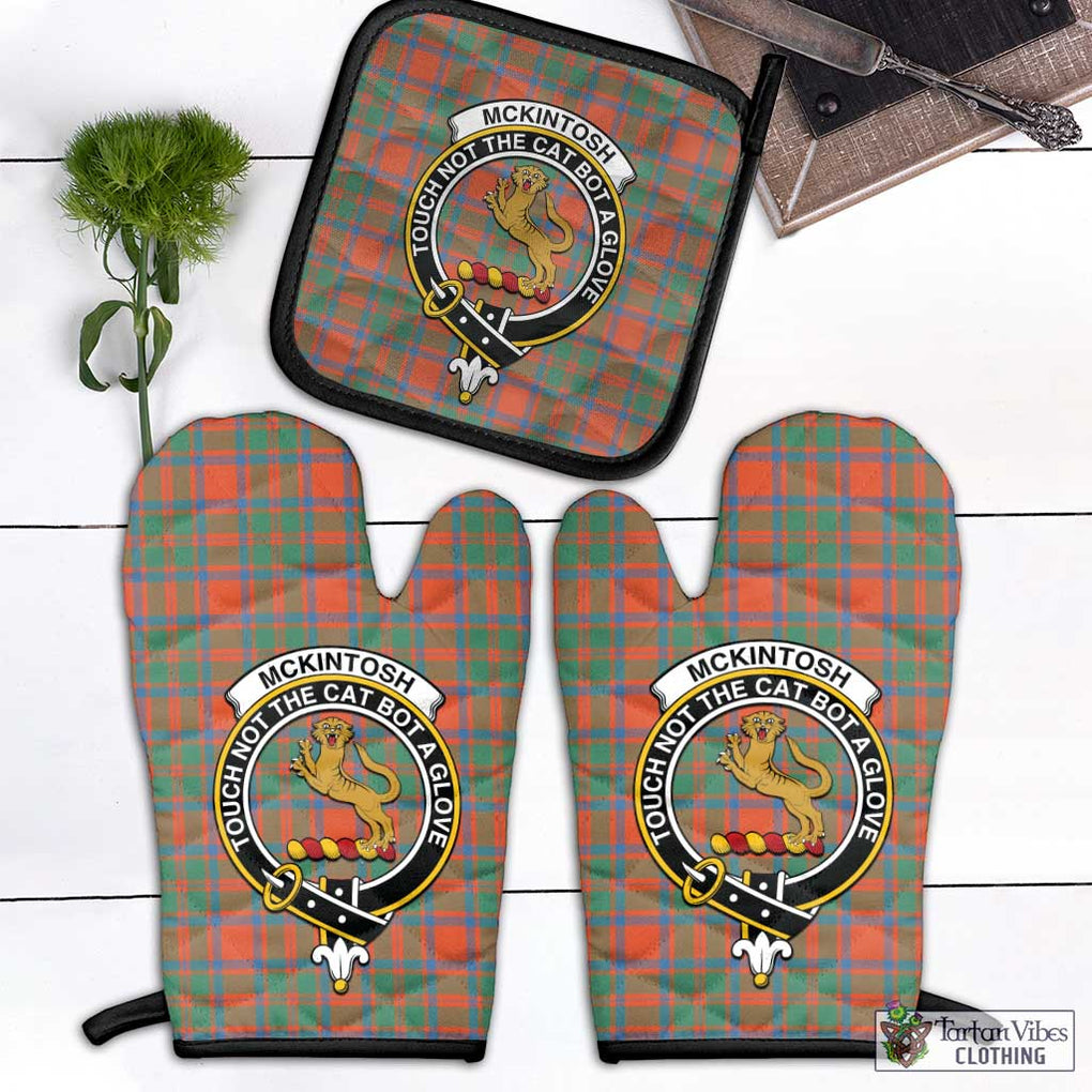 McKintosh Ancient Tartan Combo Oven Mitt & Pot-Holder with Family Crest Black - Tartan Vibes Clothing