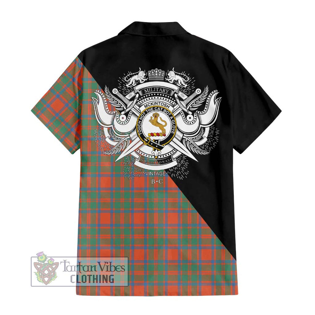 McKintosh Ancient Tartan Hawaiian Shirt with Family Crest and Military Logo Style - Tartan Vibes Clothing