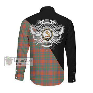 McKintosh Ancient Tartan Long Sleeve Button Shirt with Family Crest and Military Logo Style Men's Shirt - Tartanvibesclothing Shop