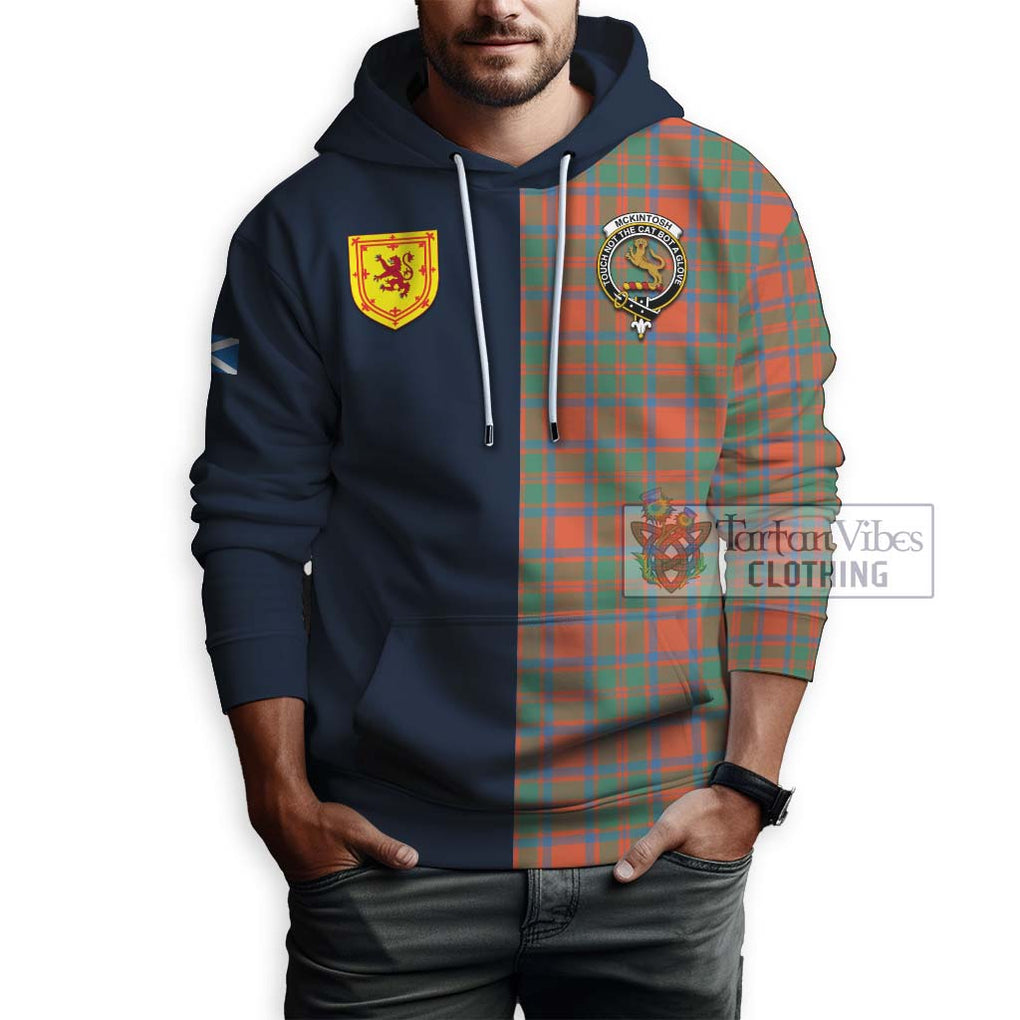 McKintosh Ancient Tartan Hoodie Alba with Scottish Lion Royal Arm Half Style - Tartan Vibes Clothing