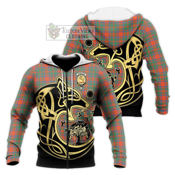 McKintosh Ancient Tartan Knitted Hoodie with Family Crest Celtic Wolf Style Unisex Knitted Zip Hoodie - Tartan Vibes Clothing
