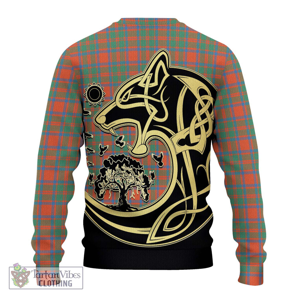 McKintosh Ancient Tartan Ugly Sweater with Family Crest Celtic Wolf Style - Tartan Vibes Clothing