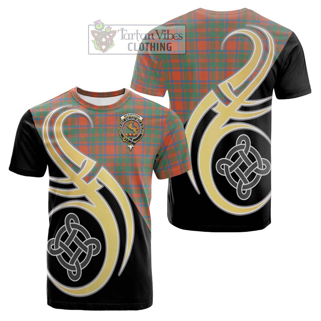 McKintosh Ancient Tartan Cotton T-shirt with Family Crest and Celtic Symbol Style Kid's Shirt - Tartan Vibes Clothing
