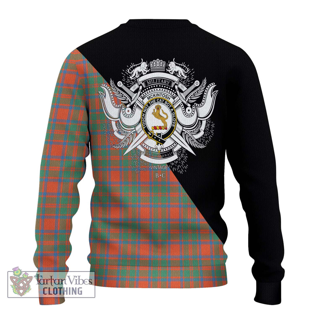 McKintosh Ancient Tartan Ugly Sweater with Family Crest and Military Logo Style - Tartan Vibes Clothing