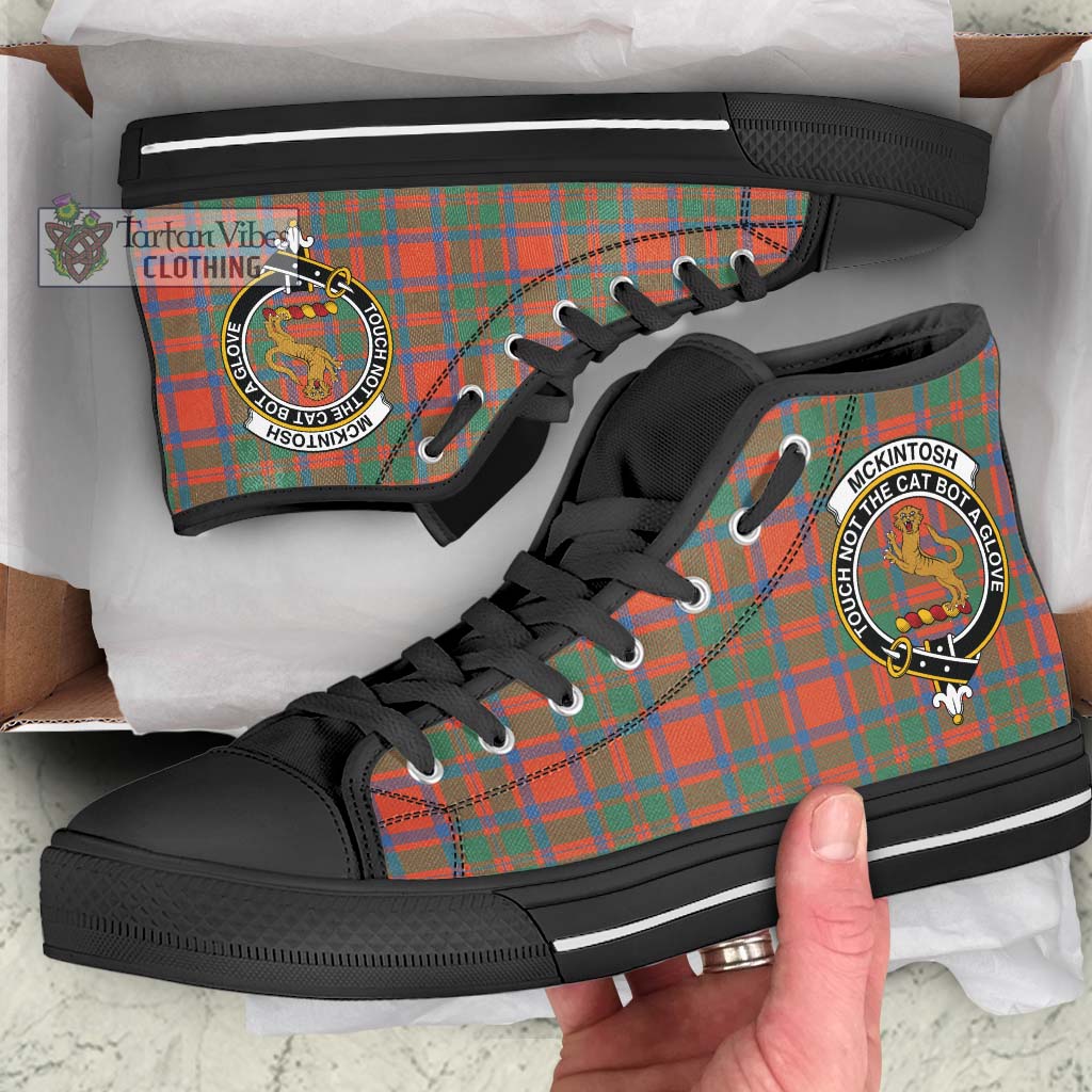 McKintosh Ancient Tartan High Top Shoes with Family Crest - Tartan Vibes Clothing