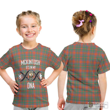 McKintosh Ancient Tartan Kid T-Shirt with Family Crest DNA In Me Style - Tartan Vibes Clothing