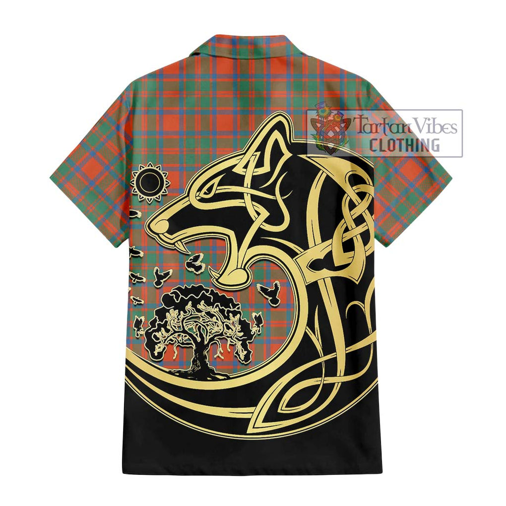 McKintosh Ancient Tartan Hawaiian Shirt with Family Crest Celtic Wolf Style - Tartan Vibes Clothing