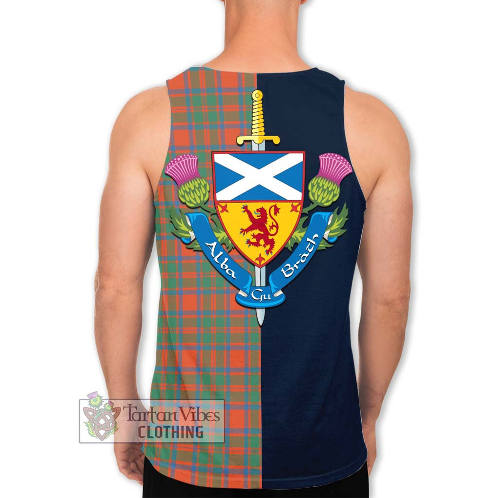 McKintosh Ancient Tartan Men's Tank Top Alba with Scottish Lion Royal Arm Half Style - Tartan Vibes Clothing