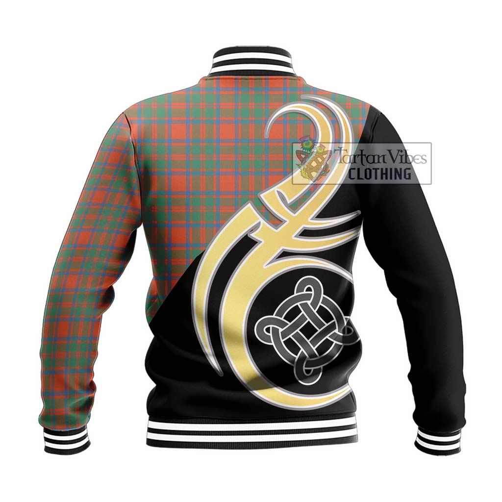 McKintosh Ancient Tartan Baseball Jacket with Family Crest and Celtic Symbol Style - Tartan Vibes Clothing