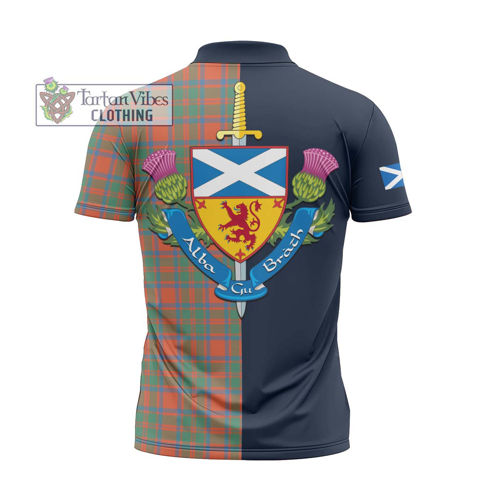 McKintosh Ancient Tartan Zipper Polo Shirt Alba with Scottish Lion Royal Arm Half Style - Tartan Vibes Clothing