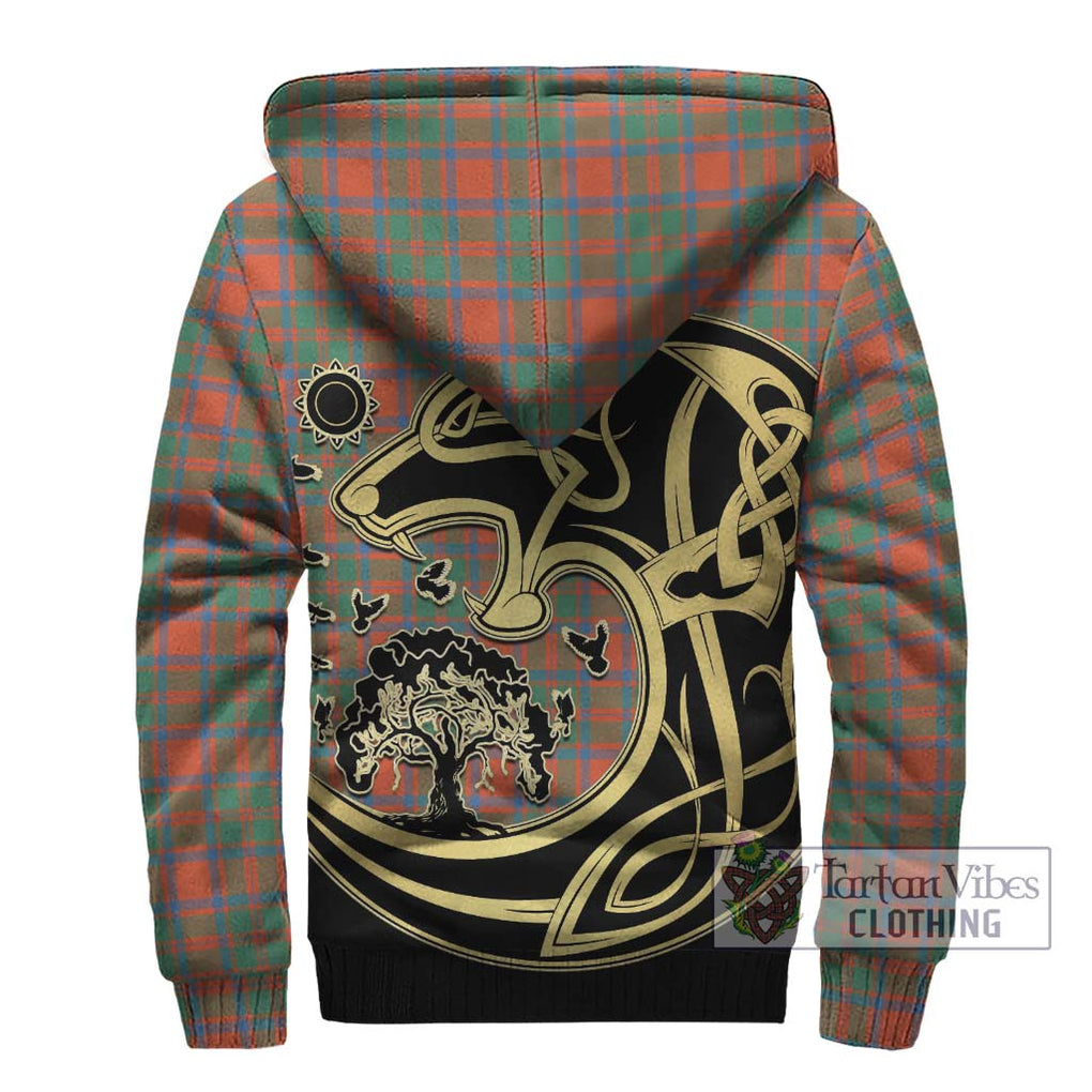 McKintosh Ancient Tartan Sherpa Hoodie with Family Crest Celtic Wolf Style - Tartan Vibes Clothing