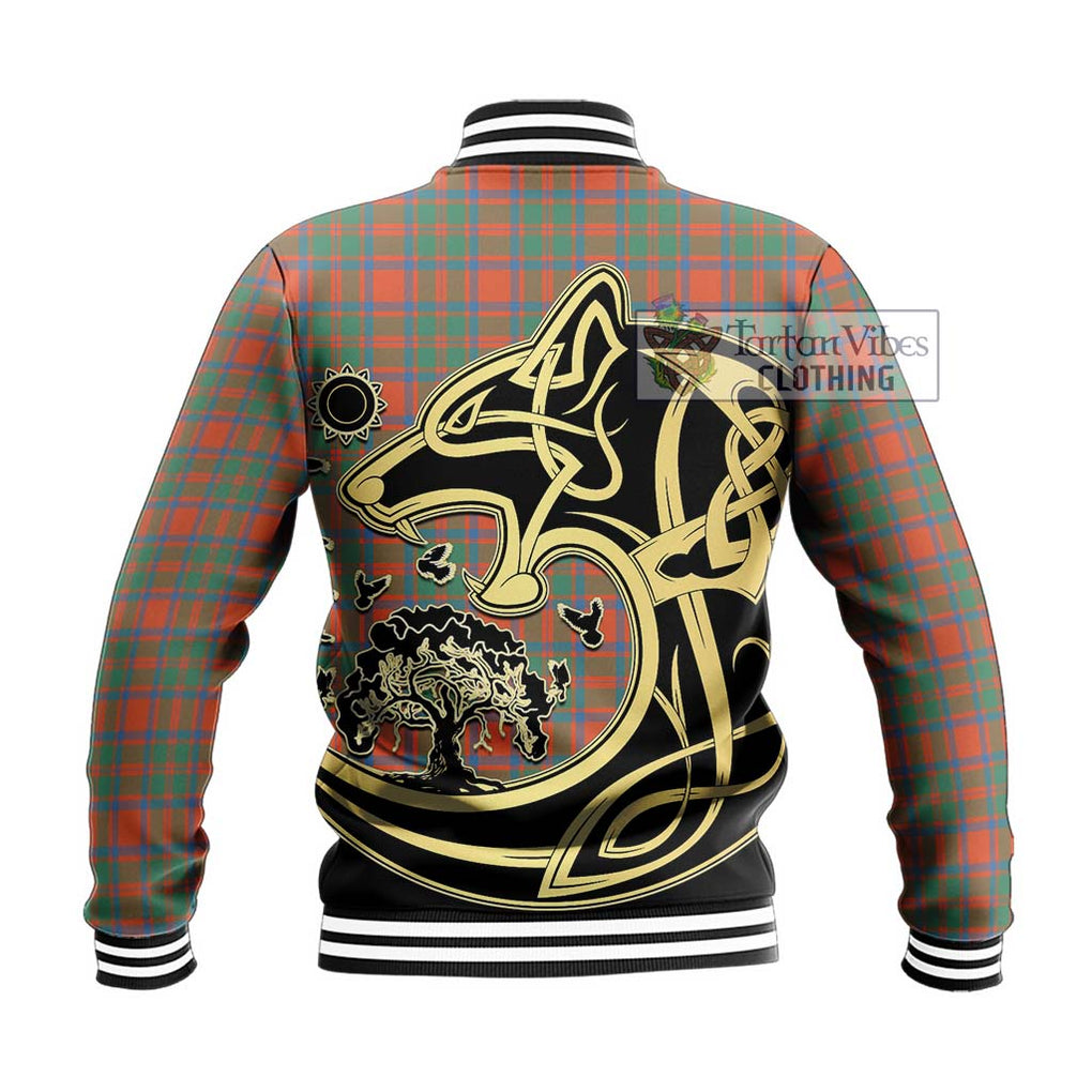 McKintosh Ancient Tartan Baseball Jacket with Family Crest Celtic Wolf Style - Tartan Vibes Clothing