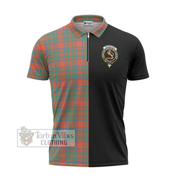 McKintosh Ancient Tartan Zipper Polo Shirt with Family Crest and Half Of Me Style - Tartan Vibes Clothing