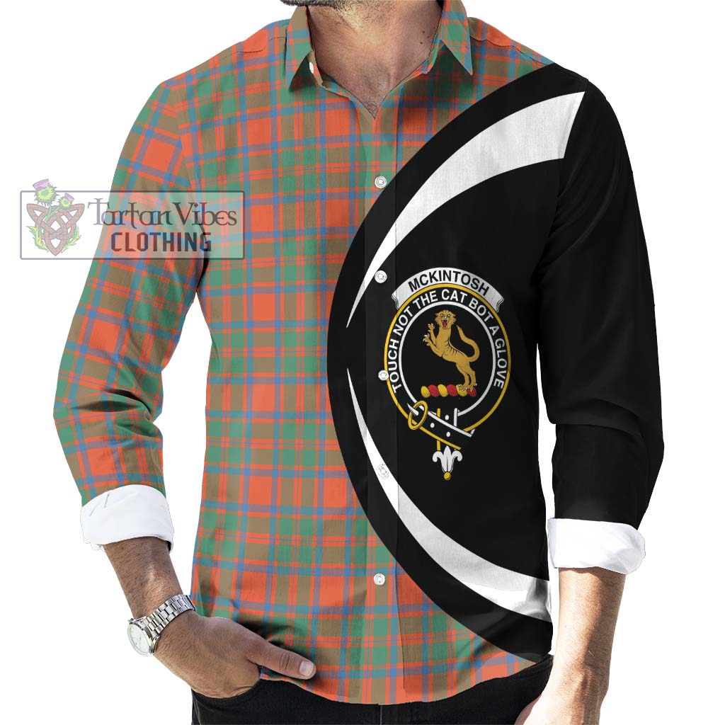 McKintosh Ancient Tartan Long Sleeve Button Up with Family Crest Circle Style - Tartan Vibes Clothing