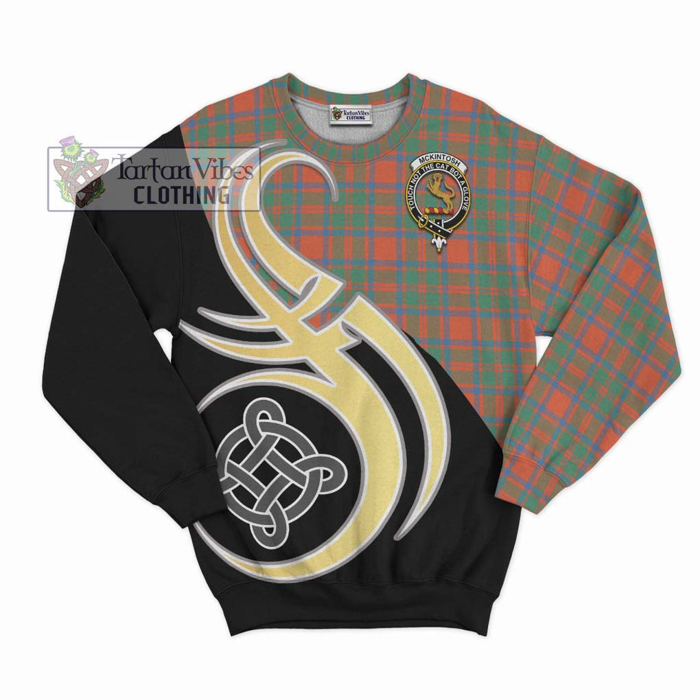 McKintosh Ancient Tartan Sweatshirt with Family Crest and Celtic Symbol Style - Tartan Vibes Clothing