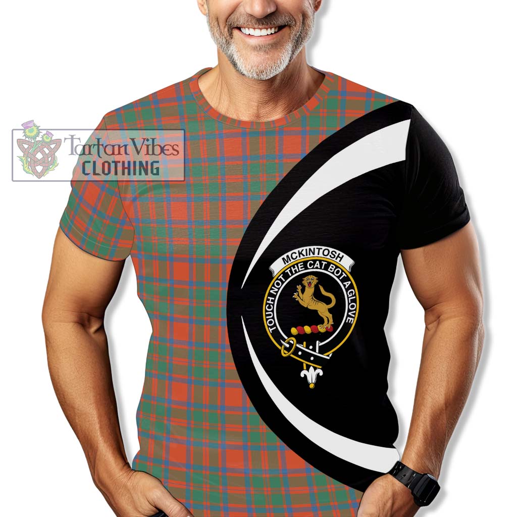 McKintosh Ancient Tartan T-Shirt with Family Crest Circle Style - Tartan Vibes Clothing