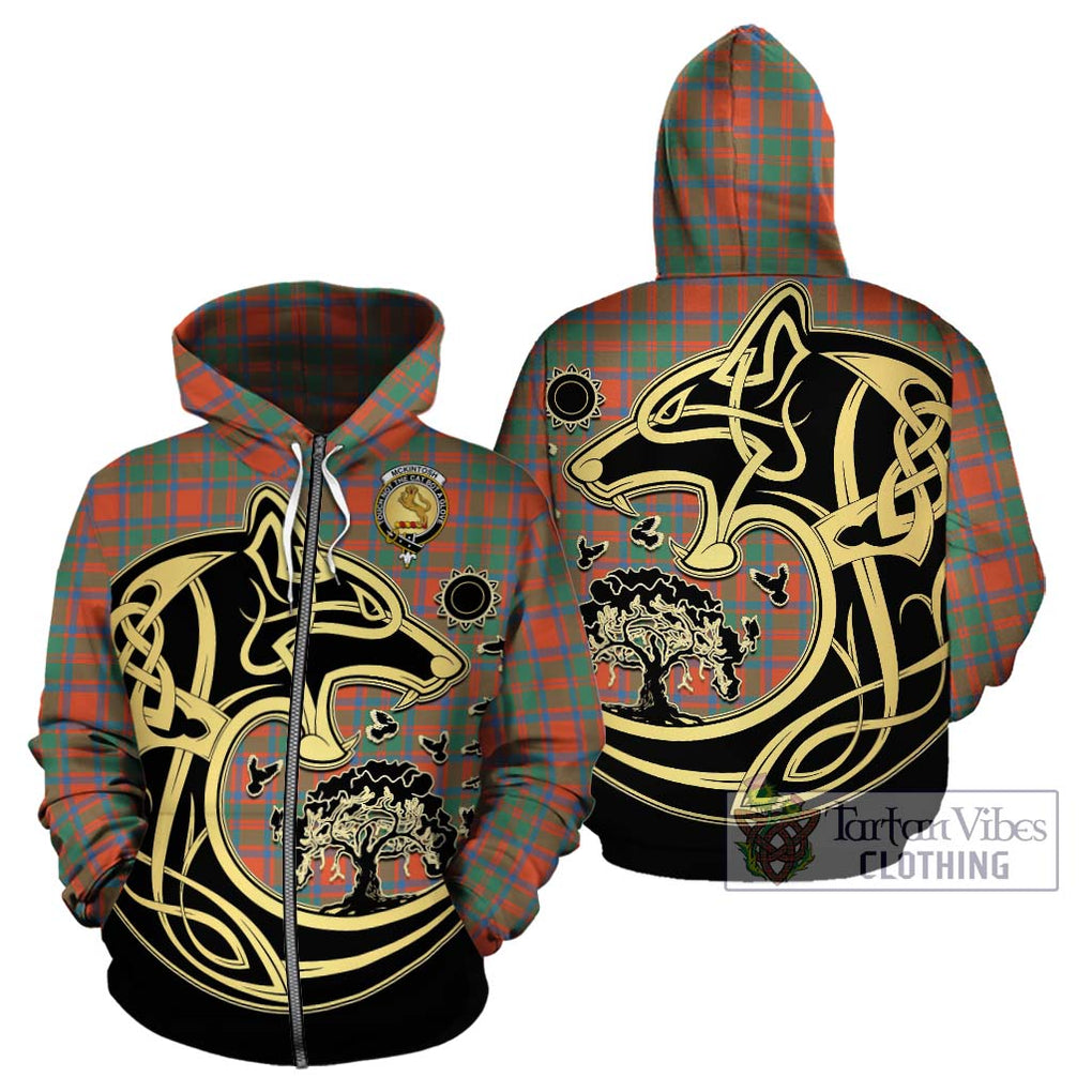 McKintosh Ancient Tartan Hoodie with Family Crest Celtic Wolf Style - Tartan Vibes Clothing