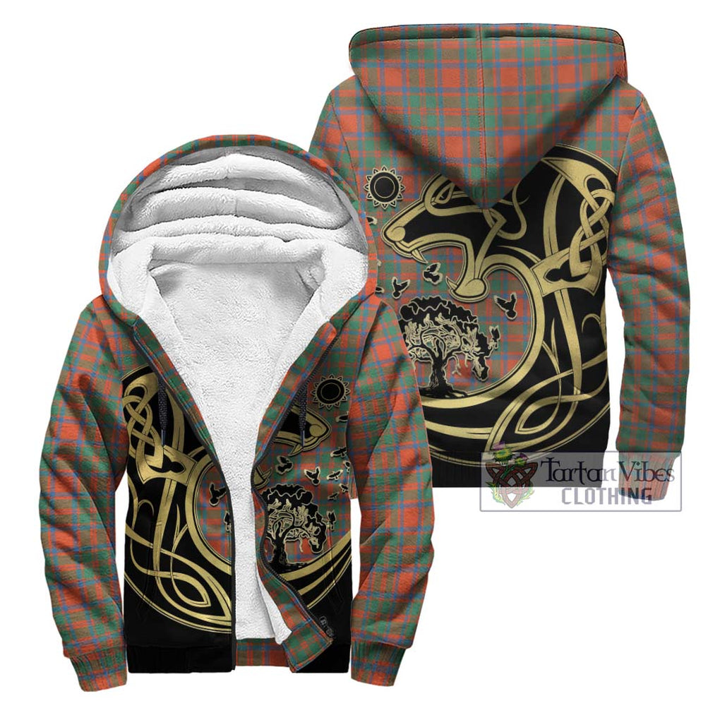 McKintosh Ancient Tartan Sherpa Hoodie with Family Crest Celtic Wolf Style Unisex - Tartan Vibes Clothing