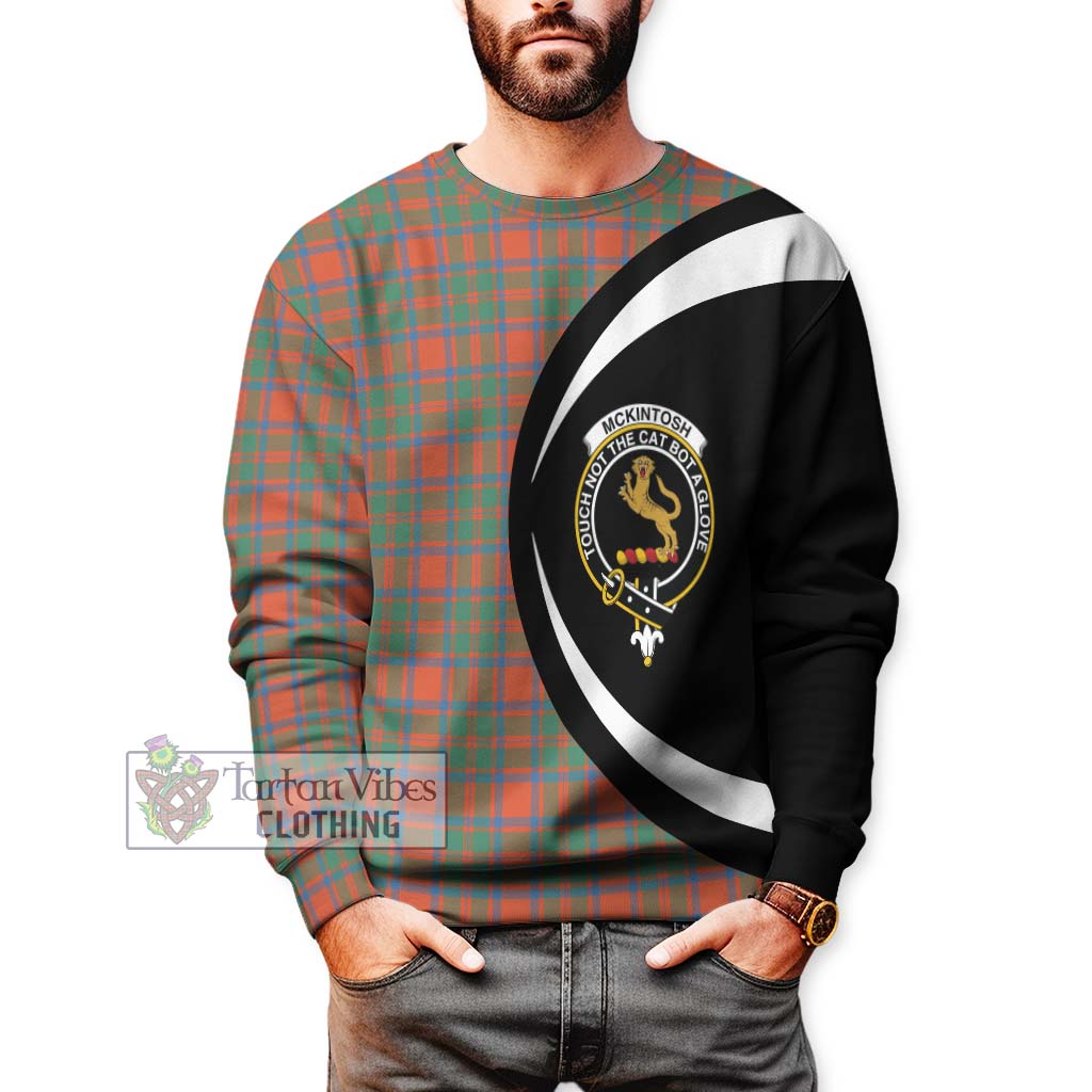 McKintosh Ancient Tartan Sweatshirt with Family Crest Circle Style - Tartan Vibes Clothing
