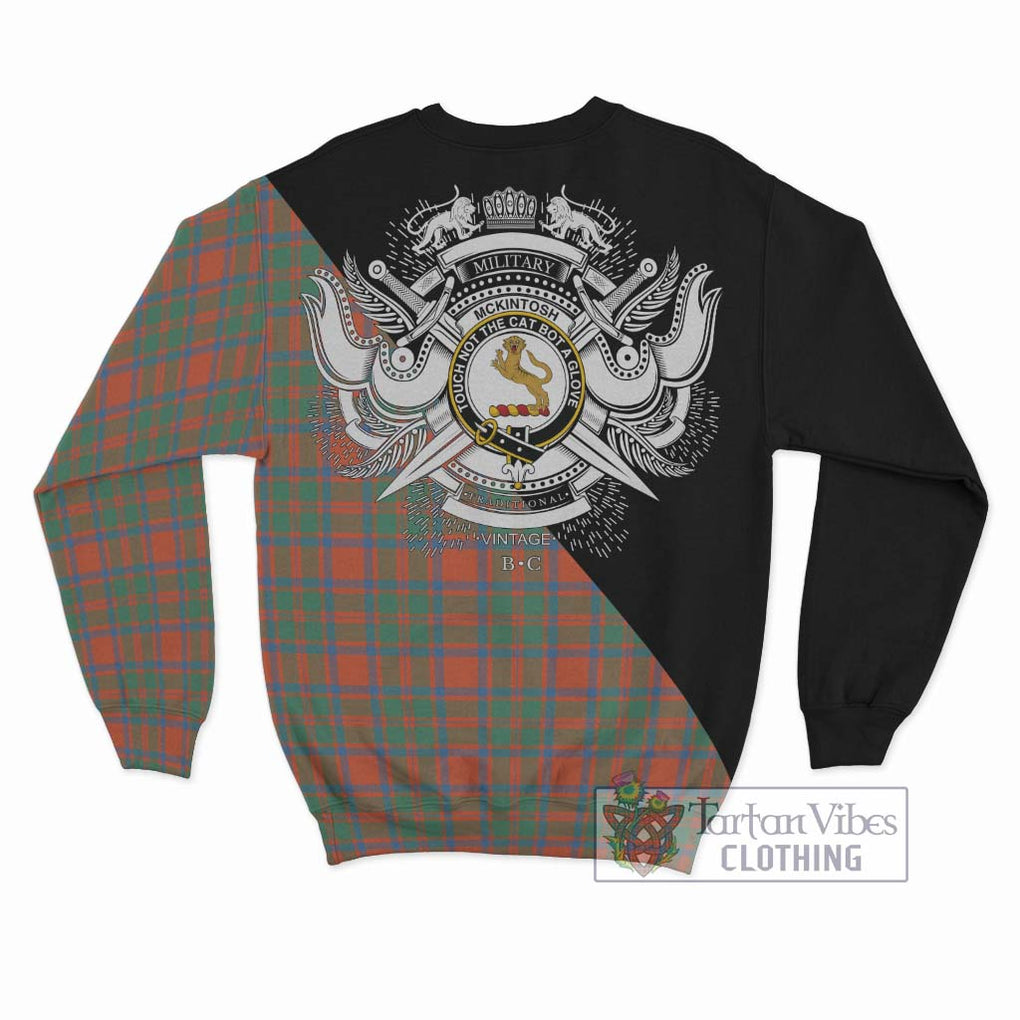 McKintosh Ancient Tartan Sweatshirt with Family Crest and Military Logo Style - Tartan Vibes Clothing