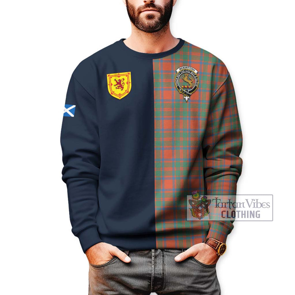 McKintosh Ancient Tartan Sweatshirt Alba with Scottish Lion Royal Arm Half Style - Tartan Vibes Clothing