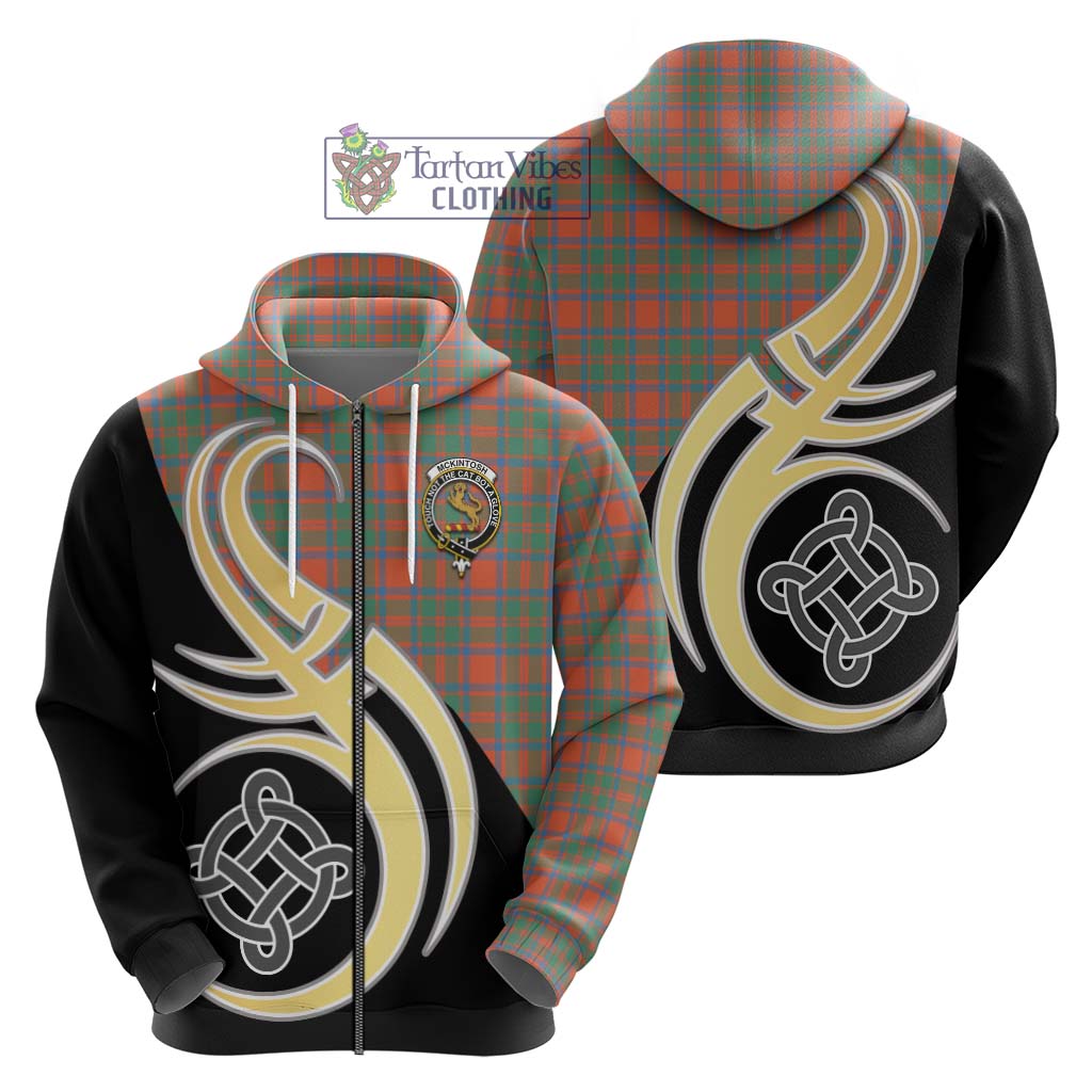 McKintosh Ancient Tartan Hoodie with Family Crest and Celtic Symbol Style - Tartan Vibes Clothing