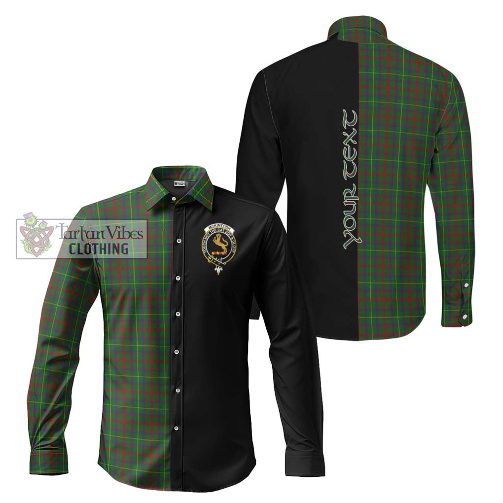 McKintosh Hunting Tartan Long Sleeve Button Shirt with Family Crest and Half Of Me Style Men's Shirt S - Tartanvibesclothing Shop