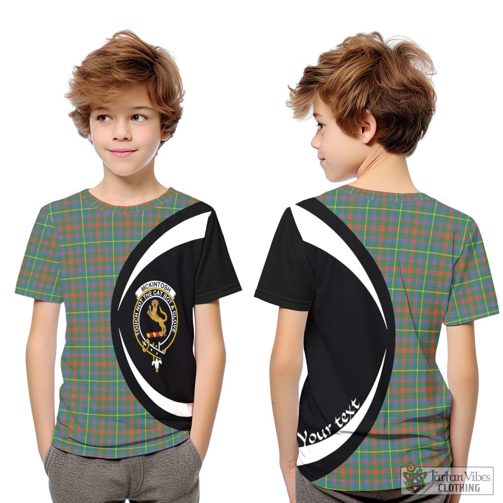 McKintosh Hunting Ancient Tartan Kid T-Shirt with Family Crest Circle Style Youth XL Size14 - Tartan Vibes Clothing