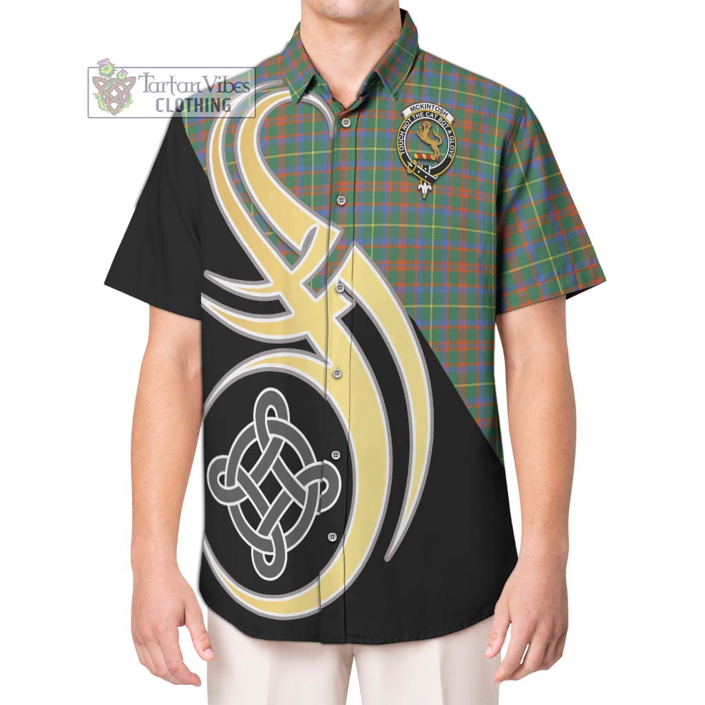McKintosh Hunting Ancient Tartan Hawaiian Shirt with Family Crest and Celtic Symbol Style Kid - Tartan Vibes Clothing