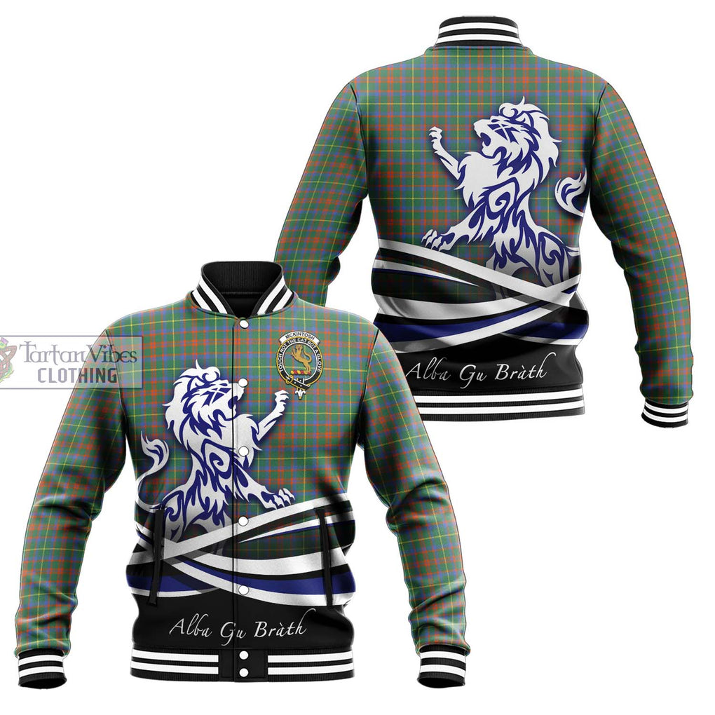 McKintosh Hunting Ancient Tartan Baseball Jacket with Alba Gu Brath Regal Lion Emblem Unisex - Tartan Vibes Clothing