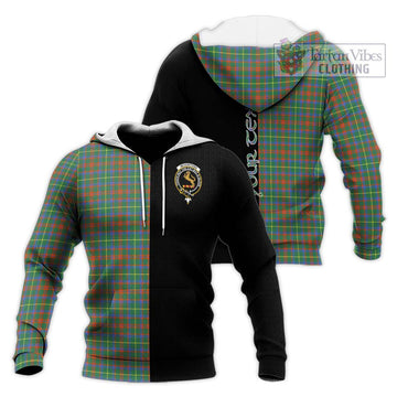 McKintosh Hunting Ancient Tartan Knitted Hoodie with Family Crest and Half Of Me Style Unisex Knitted Pullover Hoodie - Tartan Vibes Clothing
