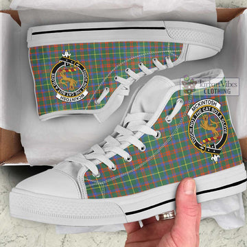 McKintosh Hunting Ancient Tartan High Top Shoes with Family Crest Kid High Top - White Sole - Tartan Vibes Clothing
