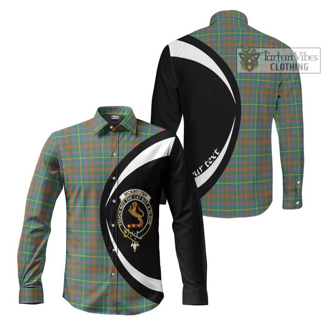 McKintosh Hunting Ancient Tartan Long Sleeve Button Up with Family Crest Circle Style Men's Shirt S - Tartan Vibes Clothing