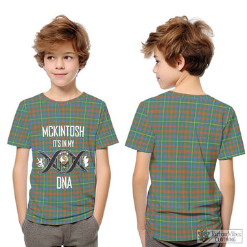 McKintosh Hunting Ancient Tartan Kid T-Shirt with Family Crest DNA In Me Style Youth XL Size14 - Tartan Vibes Clothing