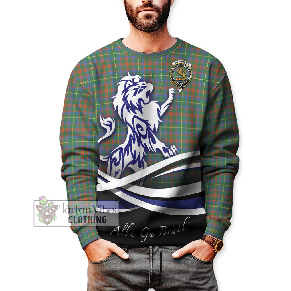 McKintosh Hunting Ancient Tartan Sweatshirt with Alba Gu Brath Regal Lion Emblem Unisex - Tartan Vibes Clothing