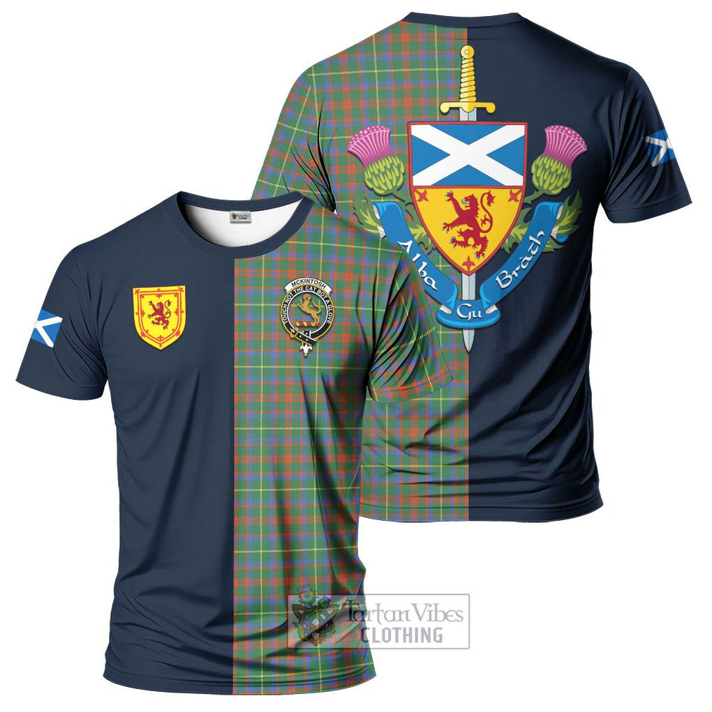 McKintosh Hunting Ancient Tartan T-Shirt Alba with Scottish Lion Royal Arm Half Style Kid's Shirt - Tartan Vibes Clothing