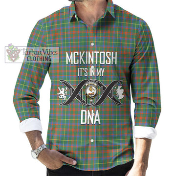 McKintosh Hunting Ancient Tartan Long Sleeve Button Shirt with Family Crest DNA In Me Style Men's Shirt S - Tartanvibesclothing Shop