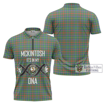 McKintosh Hunting Ancient Tartan Zipper Polo Shirt with Family Crest DNA In Me Style Unisex - Tartan Vibes Clothing