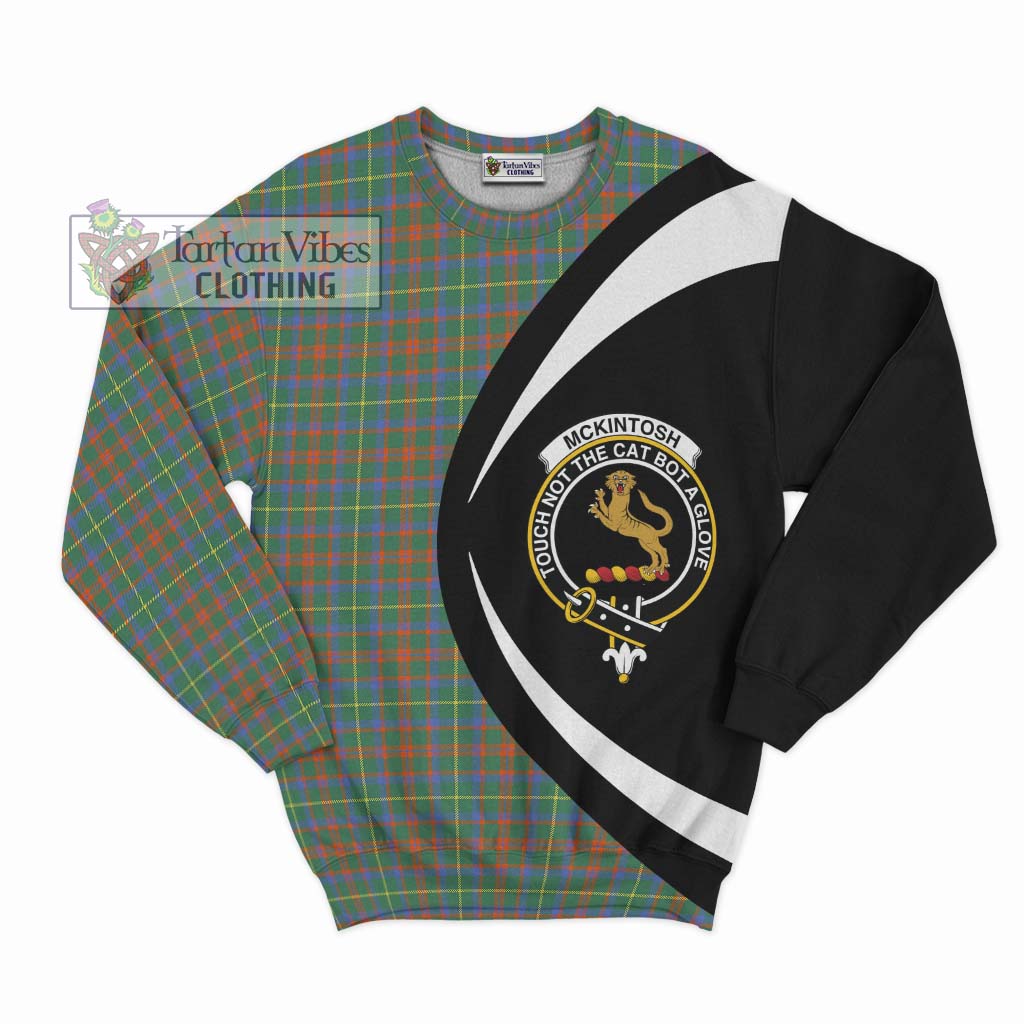 McKintosh Hunting Ancient Tartan Sweatshirt with Family Crest Circle Style Unisex - Tartan Vibes Clothing