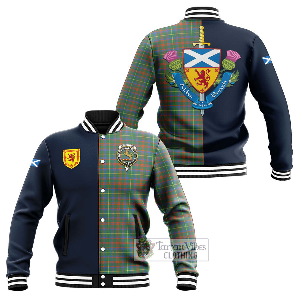 McKintosh Hunting Ancient Tartan Baseball Jacket Alba with Scottish Lion Royal Arm Half Style Unisex - Tartan Vibes Clothing