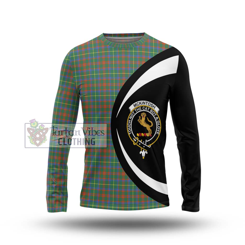 McKintosh Hunting Ancient Tartan Long Sleeve T-Shirt with Family Crest Circle Style Unisex - Tartan Vibes Clothing