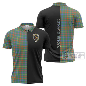 McKintosh Hunting Ancient Tartan Zipper Polo Shirt with Family Crest and Half Of Me Style Unisex - Tartan Vibes Clothing