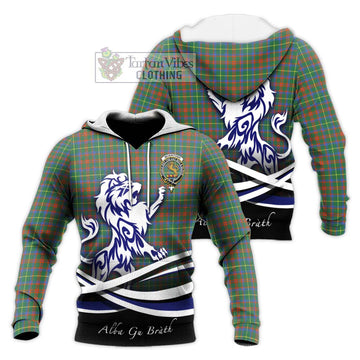McKintosh Hunting Ancient Tartan Knitted Hoodie with Alba Gu Brath Regal Lion Emblem Unisex Knitted Pullover Hoodie - Tartan Vibes Clothing