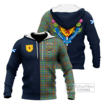 McKintosh Hunting Ancient Tartan Knitted Hoodie Alba with Scottish Lion Royal Arm Half Style Unisex Knitted Pullover Hoodie - Tartan Vibes Clothing