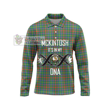 McKintosh Hunting Ancient Tartan Long Sleeve Polo Shirt with Family Crest DNA In Me Style Unisex - Tartan Vibes Clothing