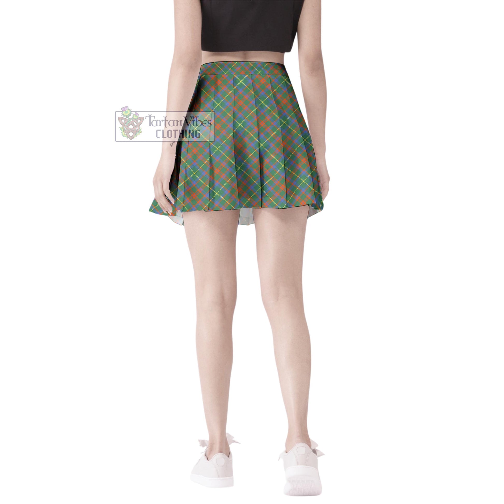 McKintosh Hunting Ancient Tartan Women's Plated Mini Skirt Cross Style - Tartan Vibes Clothing