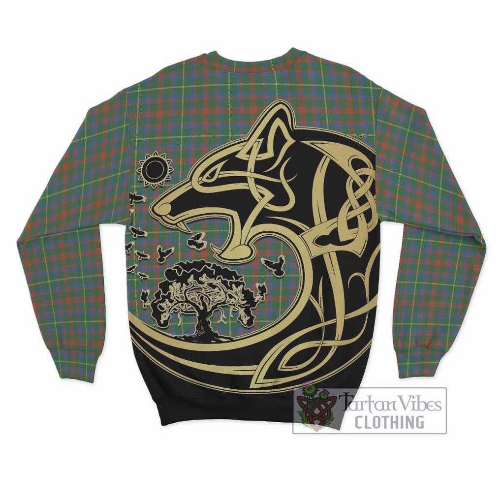 McKintosh Hunting Ancient Tartan Sweatshirt with Family Crest Celtic Wolf Style - Tartan Vibes Clothing