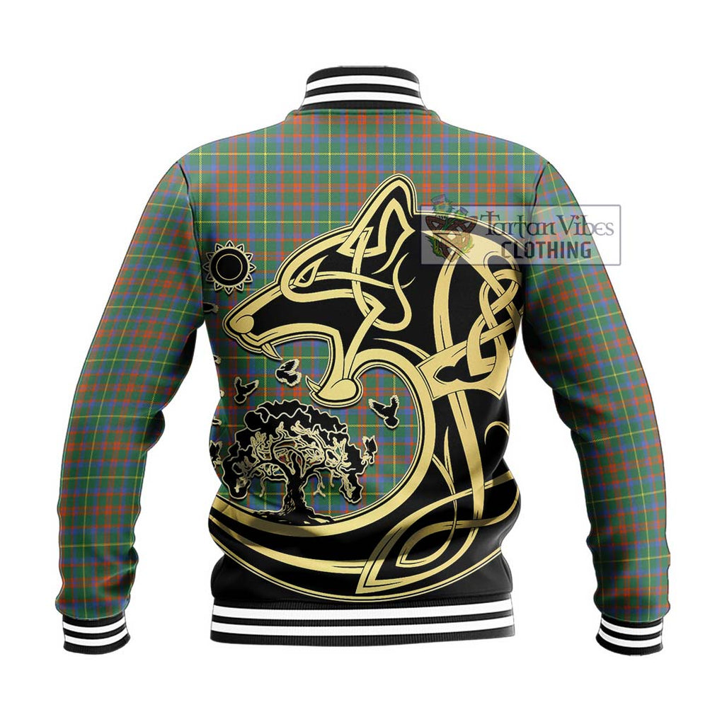 McKintosh Hunting Ancient Tartan Baseball Jacket with Family Crest Celtic Wolf Style - Tartan Vibes Clothing