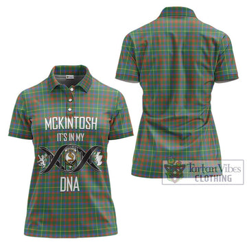 McKintosh Hunting Ancient Tartan Women's Polo Shirt with Family Crest DNA In Me Style - Tartan Vibes Clothing