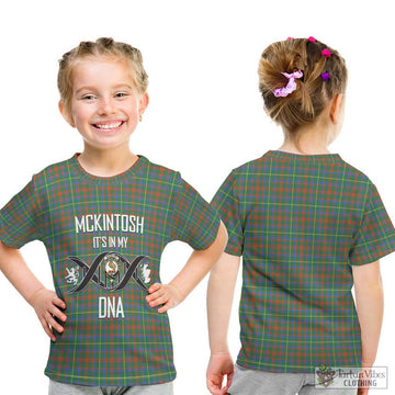 McKintosh Hunting Ancient Tartan Kid T-Shirt with Family Crest DNA In Me Style - Tartan Vibes Clothing